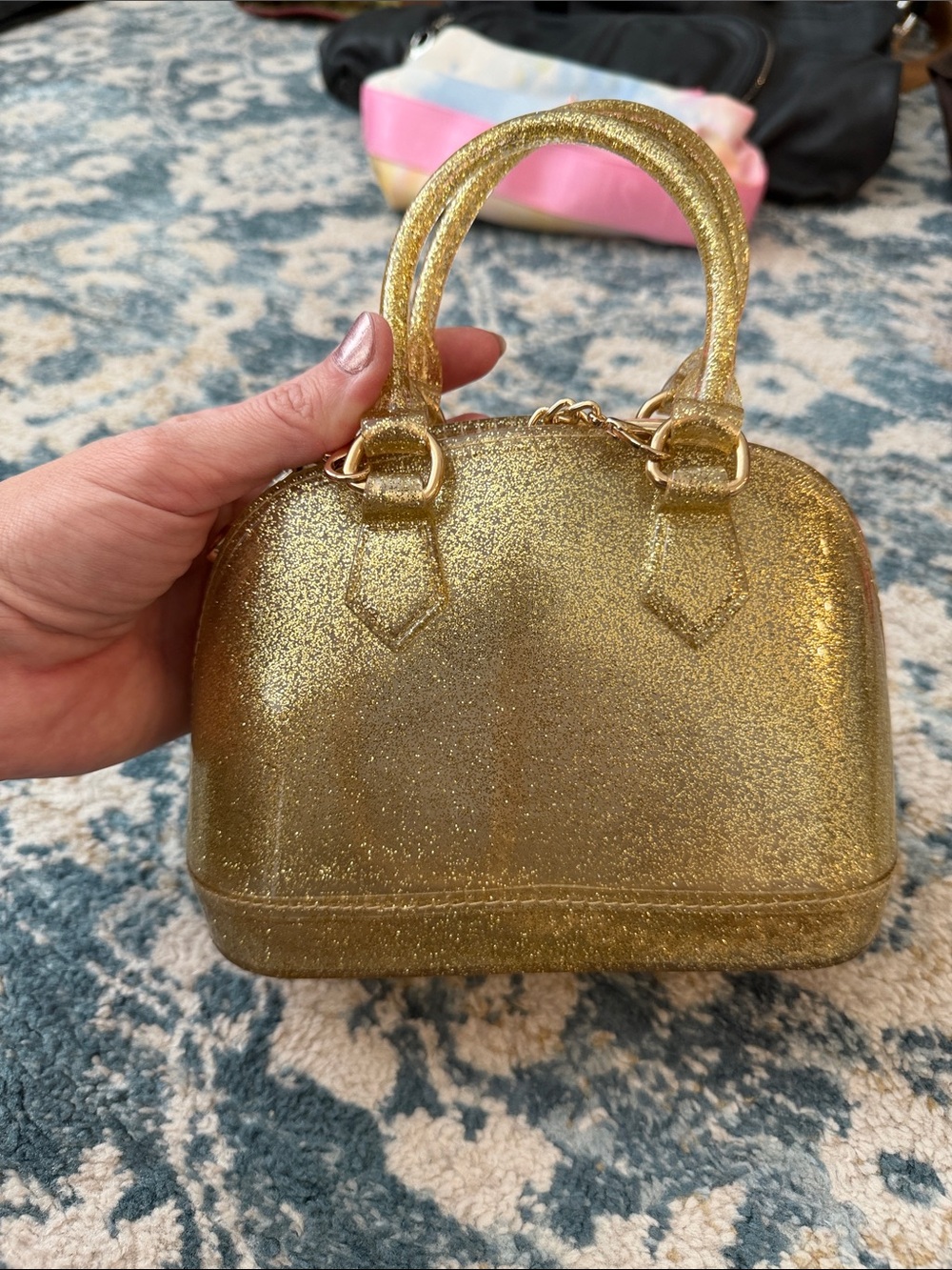 Source Unknown Gold Glitter Mini Dome Jelly Satchel
